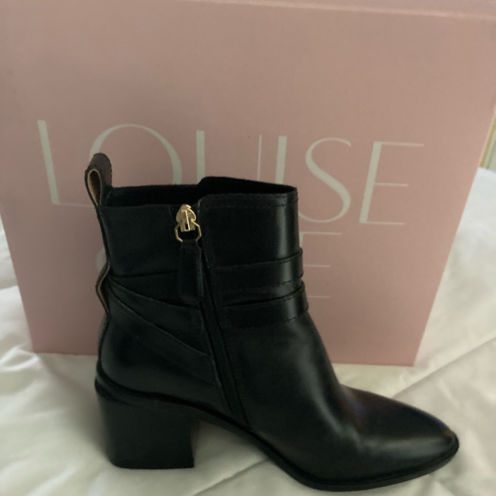 Beautiful New Louise et Cie Black Boots with Gold Trim